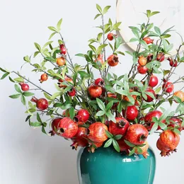Dekorativa blommor Pomegranatfruktgren kvistar Röd konstgjorda flores heminredning prydnad påsk juldekoration tillbehör