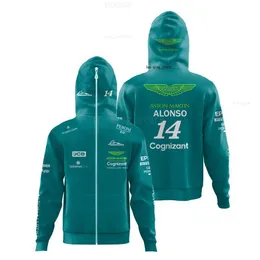 Mens Hoodies Moletons 2023 Nova F1 Racing Outdoor Extreme Sports Oversized Zip Up Aston Martin Team 14 Alonso Fan Hoodies Street Jacket