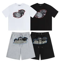 Męskie spodenki Trapstar 2023 Summer Men Kobiet T Shirt Leopard Claw Mark Tee Haft Haftery Gepard Pants Suit 230419