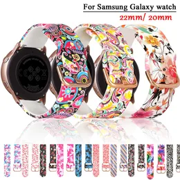 Samsung için silikon baskı kayışları 20mm 22mm Galaxy Watch 3 4 5 Actve2 S2 S3 S4 Renkli Baskı Bantları