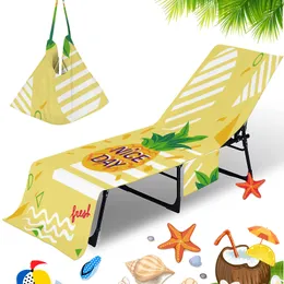 Beach Lounge Stol Cover Summer Party Fruit Mönster Design Sunbathe Microfiber Pool Lounger Beach Stol täcker 75*200 cm
