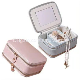 Jewelry Boxes Travel Case Small Box Pu Leather Portable Storage Organizer Double Layer Display For Rings Earrings Bracelets Drop Del Dhwzp