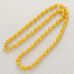 Chains European Fashion Men's And Women's Party Wedding Gifts 6cm Frosted Round Bead Necklace 24k Gold Buddha Chain Wholesale