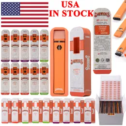 USA IN STOCK 2-5Days 10 Flavors Dabwoods Disposable Vape Pen E Cigarettes 1.0ml Empty Pods Carts 280mAh Rechargeable Battery With Box Packaging Customize Accepted