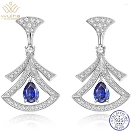 Studörhängen Wuiha Luxury Pear Cut Aquamarine Sapphire Courdum 925 Sterling Silver Anniversary Gift Fine Jewelry Drop