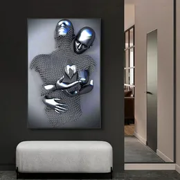 Metallfigur Skulptur Kunst Leinwand Malerei Wandkunst Romantische Statue Bild Poster und Drucke Quadro für Wohnzimmer Wohnkultur