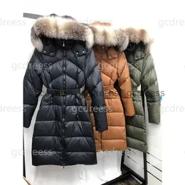 2023 Casacos de designer feminino jaqueta longa de inverno com calor espessado e gola de pele genuína, parka feminina da moda, casaco casual estendido com capuz, resistente ao frio