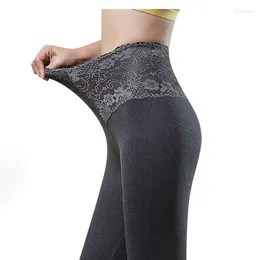 Leggings da donna Autunno Inverno Donna Mantieni caldo Pizzo Ragazza sexy Abiti a vita alta Leggins sottili eleganti Ragazze Legins lunghi Leginsy