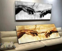 Dipinti Mano di Dio Creazione Adamo Nero e Bianco Tela Pittura Stampa su Canavs Immagini Wall Art For Living Room Decor No 6774456