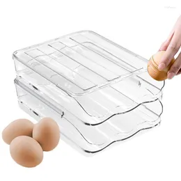 Butelki do przechowywania uchwyt na jajka do lodówki Świeża szuflada Auto Rolling Stackable Contener Organizer