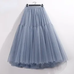 Skirts Ruffles Tutu Pleated Skirt Women High Waist Big Swing Vintage Tulle Skirt Korean Black Green Mesh Long Skirt Clothing Streetwear 230419