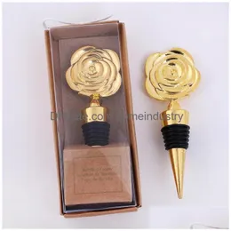 Party Favor Red Wine Bottle Stopper Rose Flower Shaped Drink Beer Säsongstoppare Valentines Day Gift Classic Style 4 5QM H1 Drop DH8LU