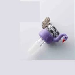 Ciotola di vetro spessa rotonda in testa ad oca cuccioli di fumatori filtro colorati accessori per olio asciutto da 14 mm giaccini