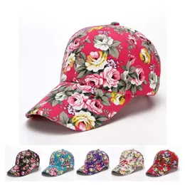 Ballkappen Topi Bisbol Wanita Warna Warni Bergambar Bunga Aksesori Katun Kerai Luar Ruangan 230418