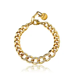 Iced Out Regular Verschluss Kubanisches Armband Silber Gold Farbe Hip Hop Modeschmuck Geschenk für Frauen