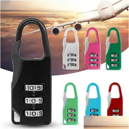 Door Locks 7 Colors Mini Padlock Suitcase Stationery Code Outdoor Travel Security Anti Theft Lock 5.5X2.1Cm Drop Delivery Ho Dhgarden Dhleu