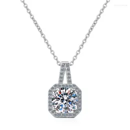 Kedjor Zfsilver Fashion Fine Classic 925 Silver Moissanite Princess Sqaure Neckor For Women Accessories Luxury Charm Wedding Jewelry