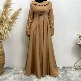 Abbigliamento etnico Donna Musulmano Ababya Abiti in raso Elegante Dubai Turchia Arabo Caftano islamico Abito semplice in chiffon saudita