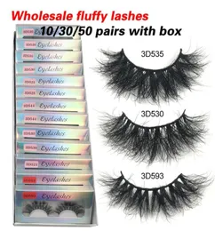 Red Siren103050 Fluffy Mink Eyelashs Hela fransar med Box Soft Volume Natural Eyelasehs Makeup 3D Mink Lashes In Bulk5215675