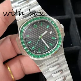 Orologio da uomo di lusso con diamanti intarsiati 5711 40 mm completamente automatico in acciaio inossidabile di alta qualità 904 zaffiro luminoso Montres de Luxe