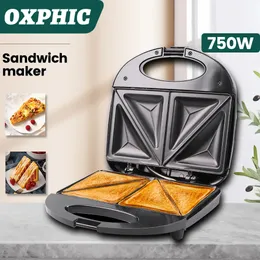 Other Kitchen Tools OXPHIC 750W breakfast machine sand maker toasters toasting 4 slices of triangle bread NonStick Cooking Surface 231118