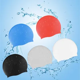 Czapki pływackie Elastyczne wodoodporne tkaninę silikonową chronią uszy długie włosy Sport Swim basen kapelusz basenowy czapka swobodna rozmiar dla mężczyzn dorośli P230418