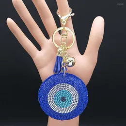 Keychains Turkiet Eyes Crystal Keyring For Women Keychain Blue Gold Color Key Chain Bag Accessories Jewelry Llaveros Ojo Turco