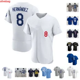 Personalizza 50 Mookie Betts 5 Freddie Freeman 7 Maglia da baseball Julio Urias 22 Clayton Kershaw 42 Jackie Robinson 33 James Outman 6 David Peralta cucita taglia yth-6xl