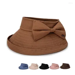 Wide Brim Hats Summer Women Portable Folding Sun Plain Cotton Top Air Cap Beach Visor Outdoor Sunhat For Ladies GH-785