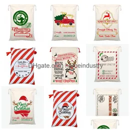 Juldekorationer över natten leverans Santa Sacks Merry Canvas DString Bag Ornament Heavy Pouch Gift Sugar 50x70cm 10 9By Drop H DHWZ4