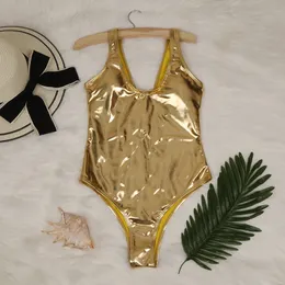 Bikinis Set Bronzing Fabric New Span Women'S Swimsuit Reflective Gold And Silver One-Piece Sexy