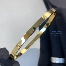 tunn kärlek Bangle smal utgåva armband för kvinnor guldpläterade 18k armband damer armband designer officiell replika officiella reproduktioner utsökta gåva 008