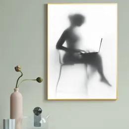 Modern Sexy Girl With Notebook Canvas Painting Nordic Decor Wall Art Enchanting Woman Posters And Prints For Living Room