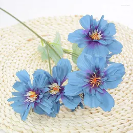 Decorative Flowers 55cm Artificial Peony Bouquet Silk Ball Blooming Fake Flower Wedding Centerpieces Stage Home Table Decoration Blue