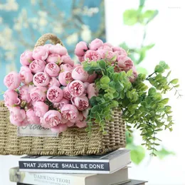 Decorative Flowers Beautiful Artificial Rose Silk Tea Fake Flower Bouquet For Wedding Party Home Garden Decor Pography Arrangement