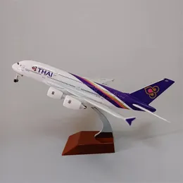 Aircraft Modle 1820cm Alloy Metal Air Thailand THAI Airways Airbus 380 A380 Airplane Model Diecast Plane w Wheels Landing Gears 231118