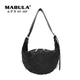 イブニングバッグMabula tas dada selempang wanita hobo bahu kanvas kasual tangan jinjing kapasitas besar zebra dompet kulit setengah bulan 230418