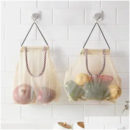 Storage Bags Kitchen Vegetable Mesh Creativity Hollow Large Capacity Fruit Onion Hanging Bag Household Bathroom Supplies Dro Dhgarden Dhzsj