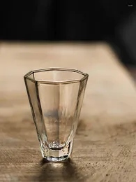 Kieliszki do wina Ins Popluar ręcznie robione szklane szklanki w stylu Japonia przezroczyste ośmioboczne retro napój 60 ml