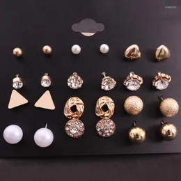 Orecchini a bottone 2023 Earing Pendientes Aros Ear Ring Set Combination Women Fashion 12 Set di gioielli in lega moderna a forma di cuore