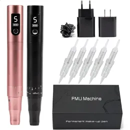 Máquina de tatuagem sem fio PMU Máquina de tatuagem Kit de caneta profissional Microshading Dispositivo de suprimentos para maquiagem permanente sombreamento lábios sobrancelha 231118