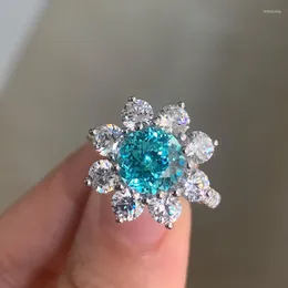 Anelli a grappolo Ruif in argento sterling 925 3.6 Lab Grown Paraiba semplice per le donne Accessori da sposa classici di lusso