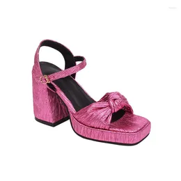 Size Sandals Large Big for Oversize Women and Ladies Square Toe Thick Heel with Pleated Design Special 14