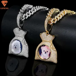 Hiphop Anpassade s Iced Out VVS Moissanite Photo Purse Modeling Creative Round Memory Pictures Halsband Pendant