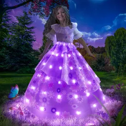 Girl S klänningar uporpor Encanto Costume Princess Led Light Up Dress Glamour Girl Cosplay Isabela Mirabell Carnival Christmas Födelsedagsfest klänning 230418