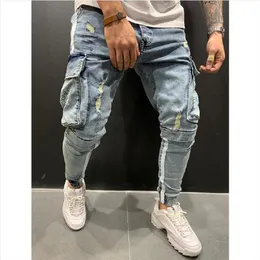 Мужские джинсы джинсы карманные брюки летняя осень тонкая тонкая регулярная посадка прямых джинсов эластично