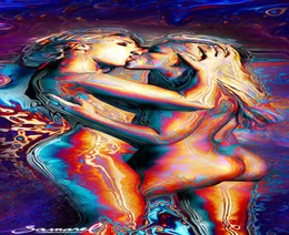 Samarel Nude Art Lesbian KissOil Painting Reproduction High Quality Giclee Print on Canvas Modern Home Art Decor W2735507785