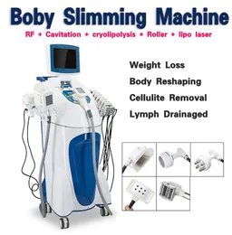 Cavitation RF Body Slimming Machine Vakuum Roller Massage RF Skin Skin åtdragning Cryo Fat Freezing Device CE Godkänd