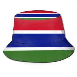 Berets Face Face of Gambia تصميم قبعات دلو قابلة للتنفس مسطحة ماسيرينا لكل IL Viso Bandiera Gambiafahne