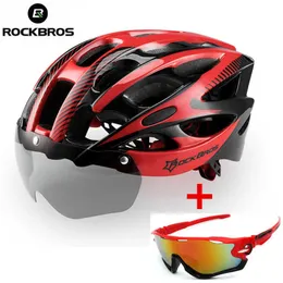 Cykelhjälmar Rockbros Bicycle Helmet Men EPS Integrally-Molded Breatble Cycling Hjälm Män Kvinnor Goggles Lens Aero MTB Road Bike Helmet P230419
